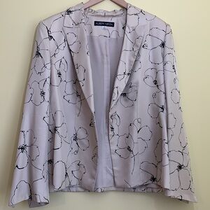 Albert Nipon Floral Poppy Beaded Sequin Lined 1 Button Silk Wool Blend Blazer 14